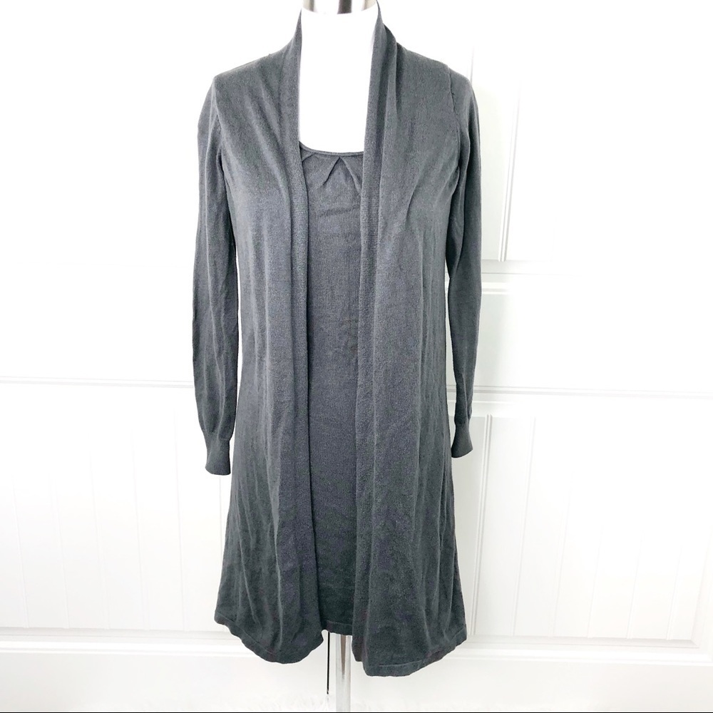 Merona Taupe Gray Brown Knit Combo Sweater Dress